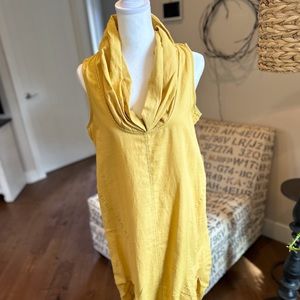 Cynthia Rowley Linen Blend Hi-Low Midi Dress Size Small in Mustard